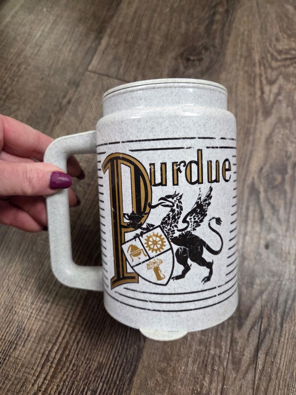 Vintage Insulated Plastic Tankard Purdue University Whirley Mug Cup w/ Lid 1980s